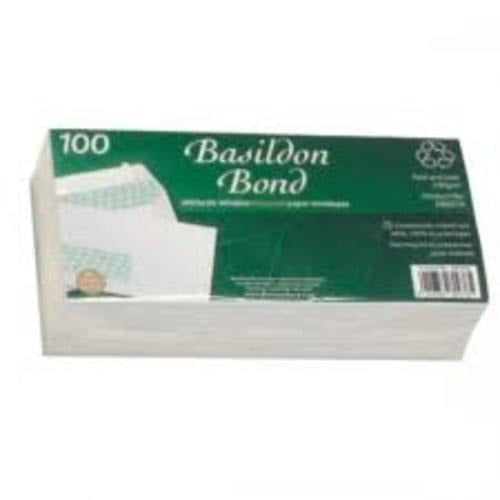 Basildon Bond Recycled 120gsm White DL Window Envelopes x 100