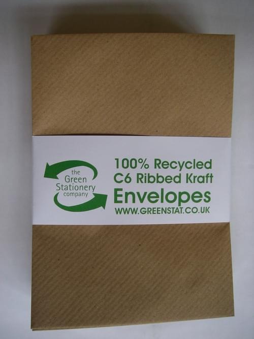 Brown Ribbed Recycled Kraft C6 Envelopes pack 50 LAST PACK REMAINING