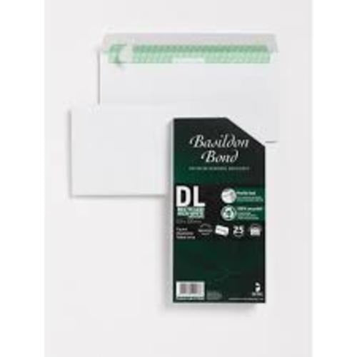 Basildon Bond Recycled 120gsm Peel Seal White DL Envelopes x 100