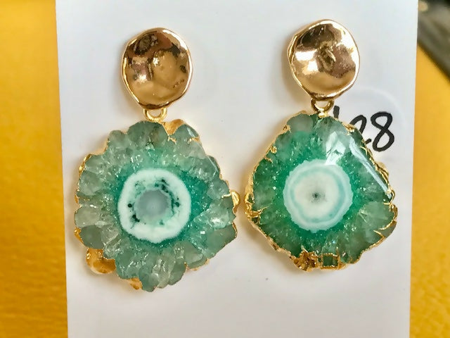 Pair of Light Green Quartz Earrings