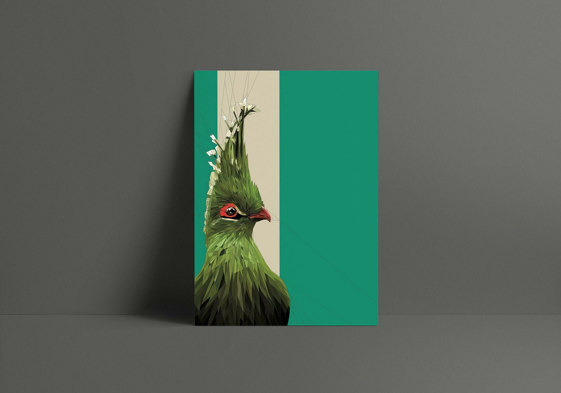 Super Cute Turaco with a Jade Green Background A3 / A2 / A1 Giclee Print