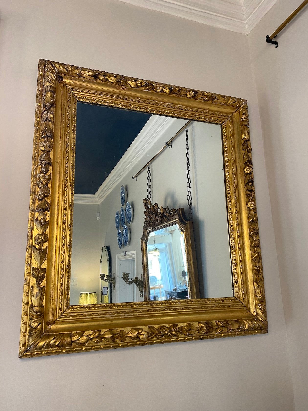 CARVED WOODEN GILT MIRROR CIRCA 1880