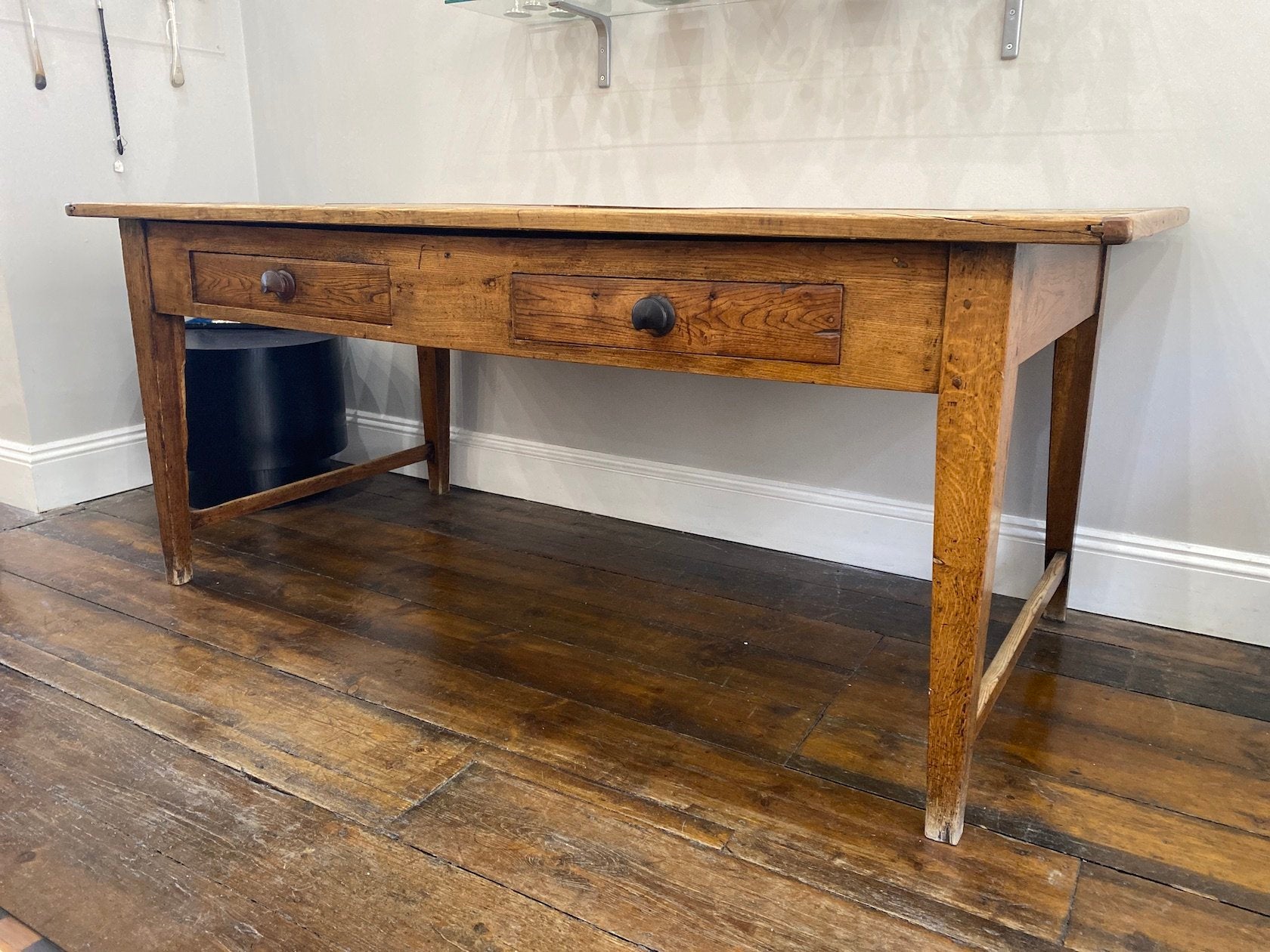 ANTIQUE RUSTIC 19TH CENTURY ELM OR CHESTNUT SCULLERY TABLE