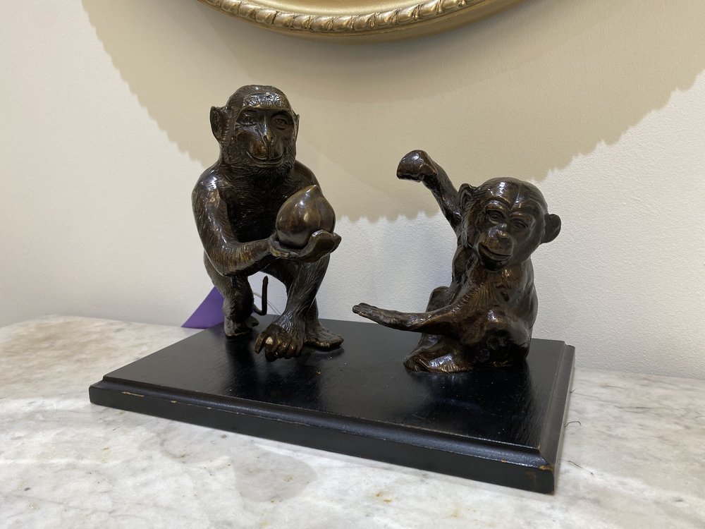 EARLY 20TH CENTURY FRENCH BRONZE OF PLAYFUL MONKEYS