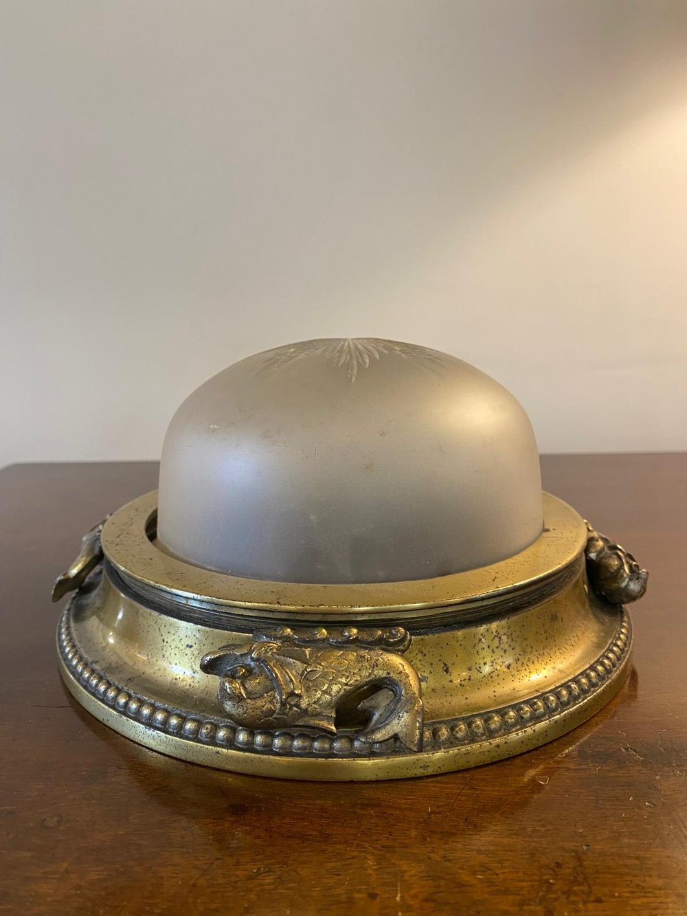 EARLY 20TH CENTURY SMALL DOLPHIN CEILING LIGHT