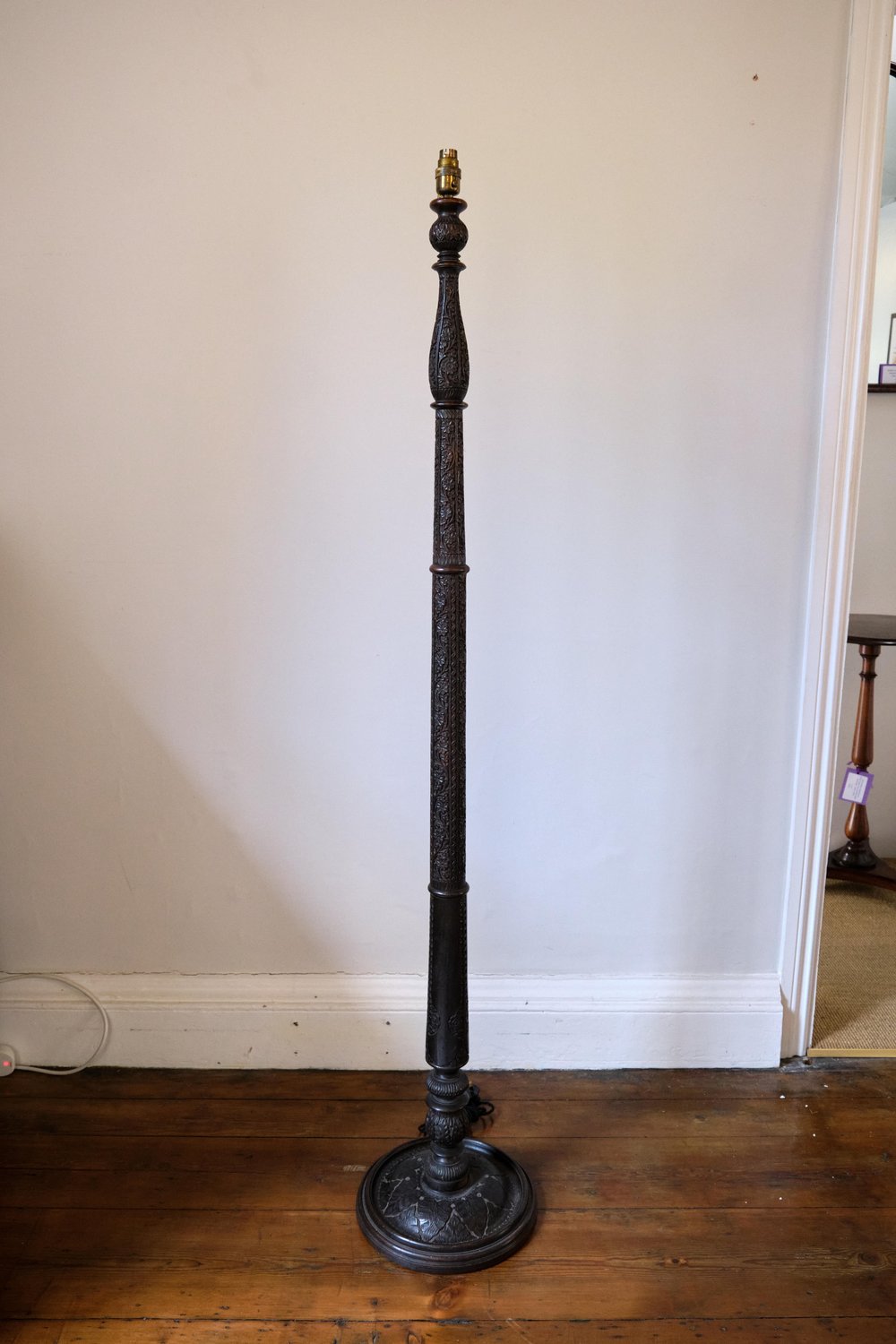 FINELY CARVED KASHMIRI STANDARD LAMP CIRCA 1900