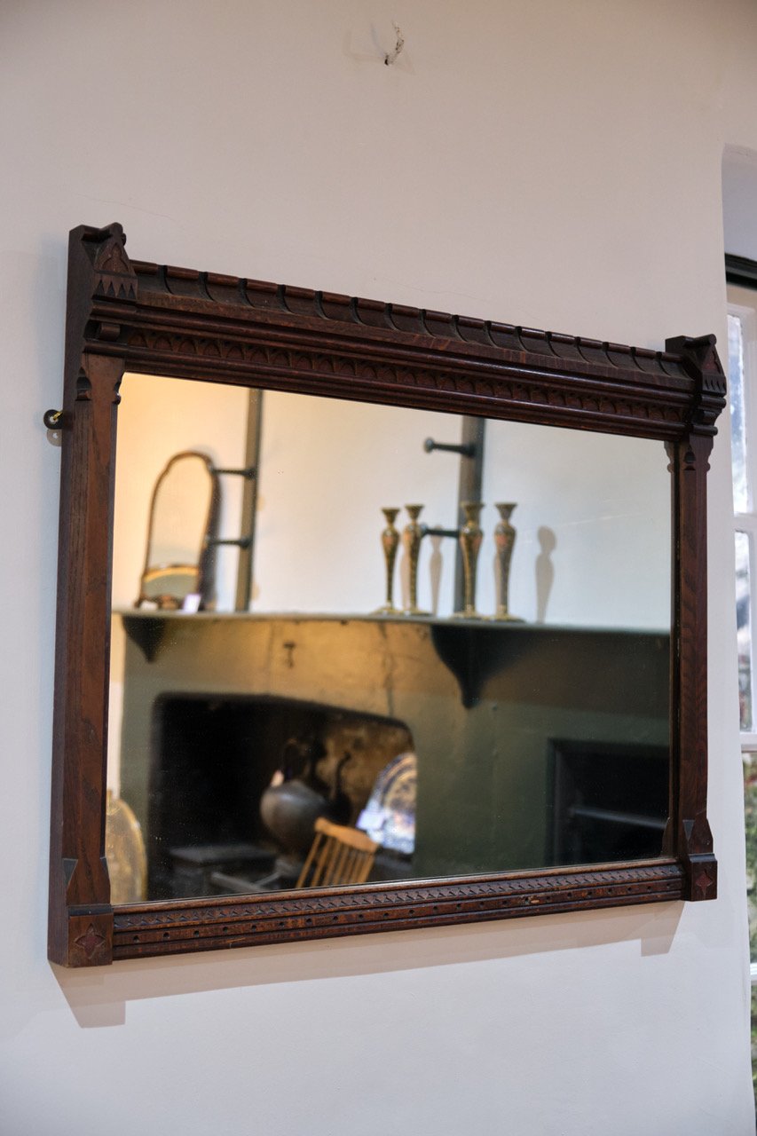 ARCHITECT DESIGNED ARTS & CRAFTS GOTHIC REFORMED MIRROR CIRCA 1890