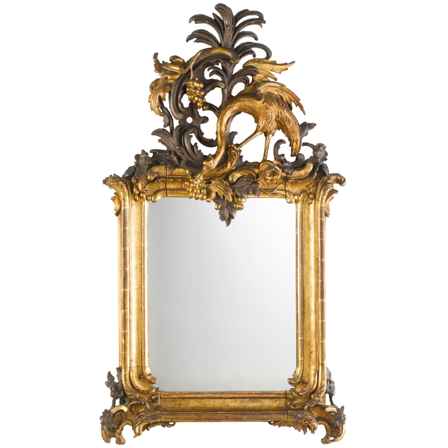 18TH CENTURY DANISH GILTWOOD MIRROR WITH ORIGINAL BACK PLATE & GLASS