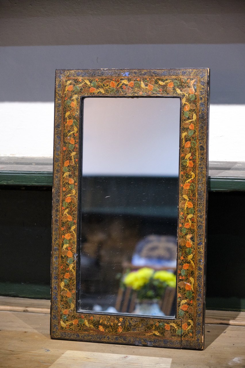 BEAUTIFULLY HAND PAINTED KASHMIRI MIRROR CIRCA 1900