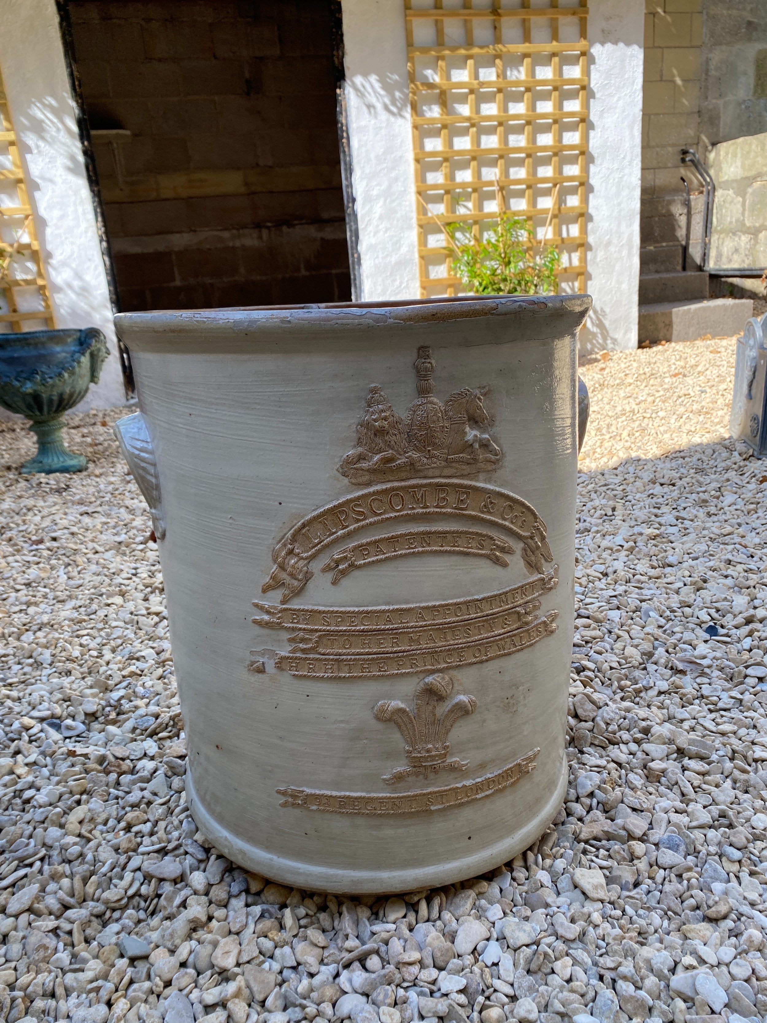 19TH CENTURY RARE GLAZED WATER POT WITH ROYAL CREST