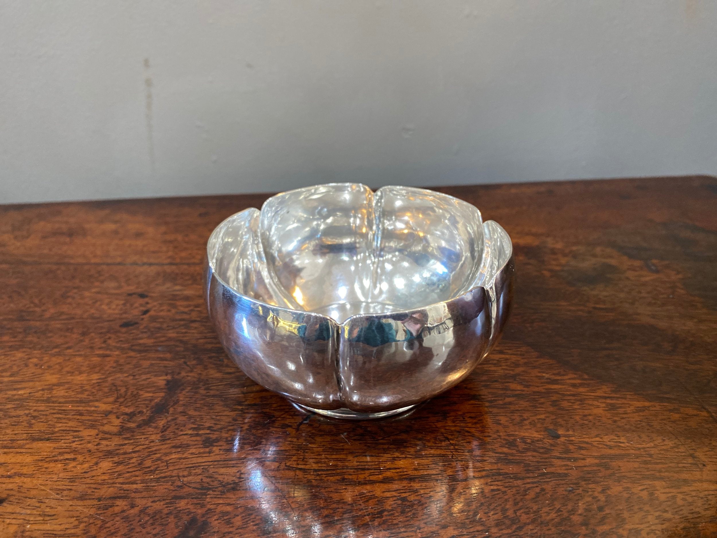 Art deco hand planted silver bowl with six segments. (BN10790)