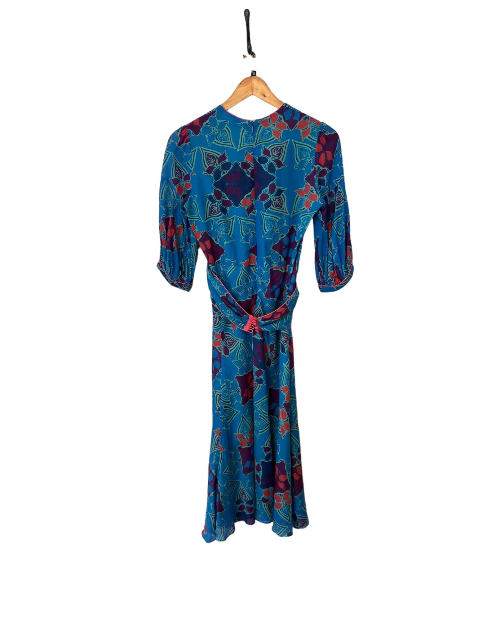 LIBELULA Blue Cotton CROSS Front Dress Preloved Size 12