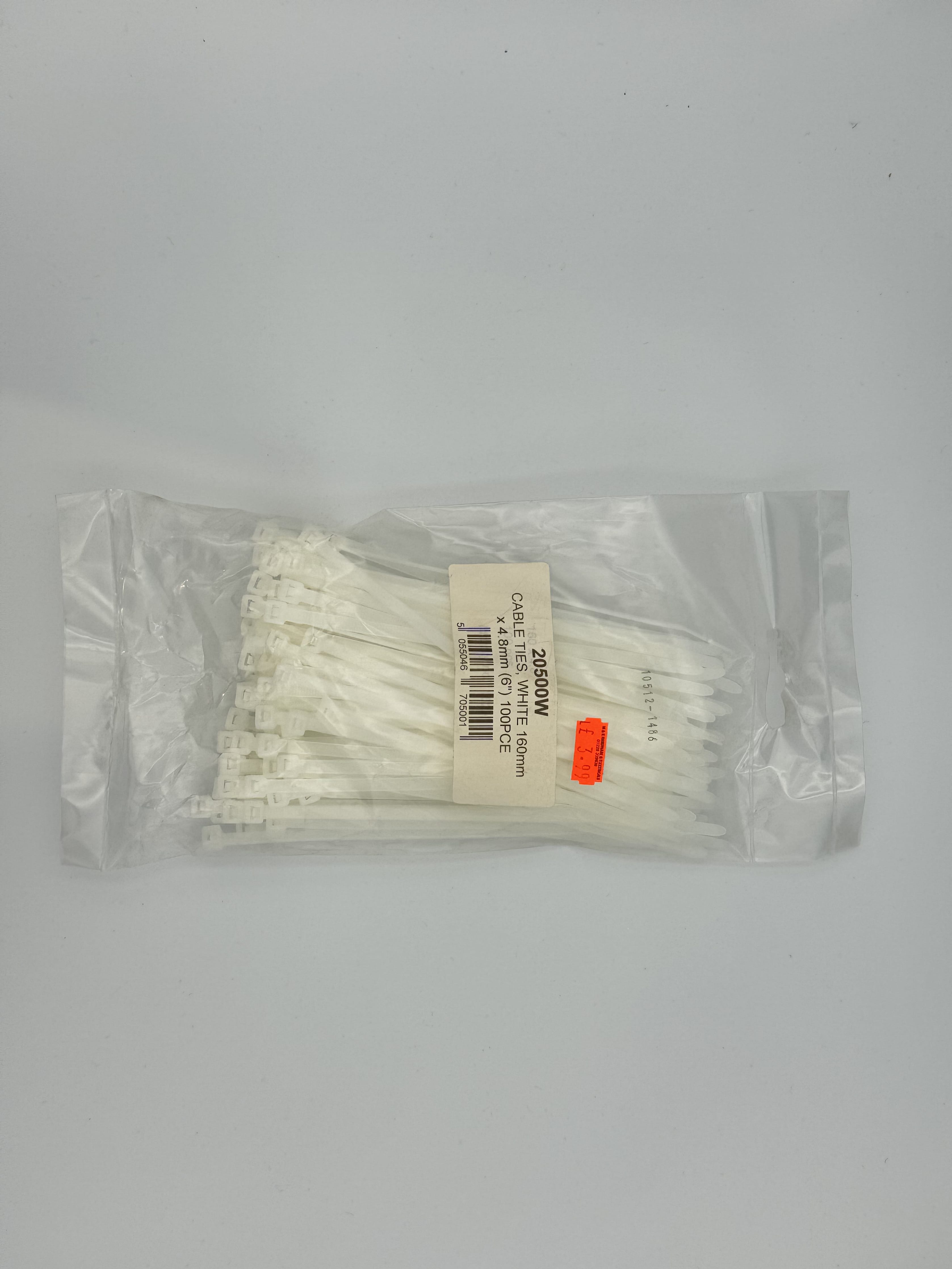 White Cable Ties 2.5mm 100pack