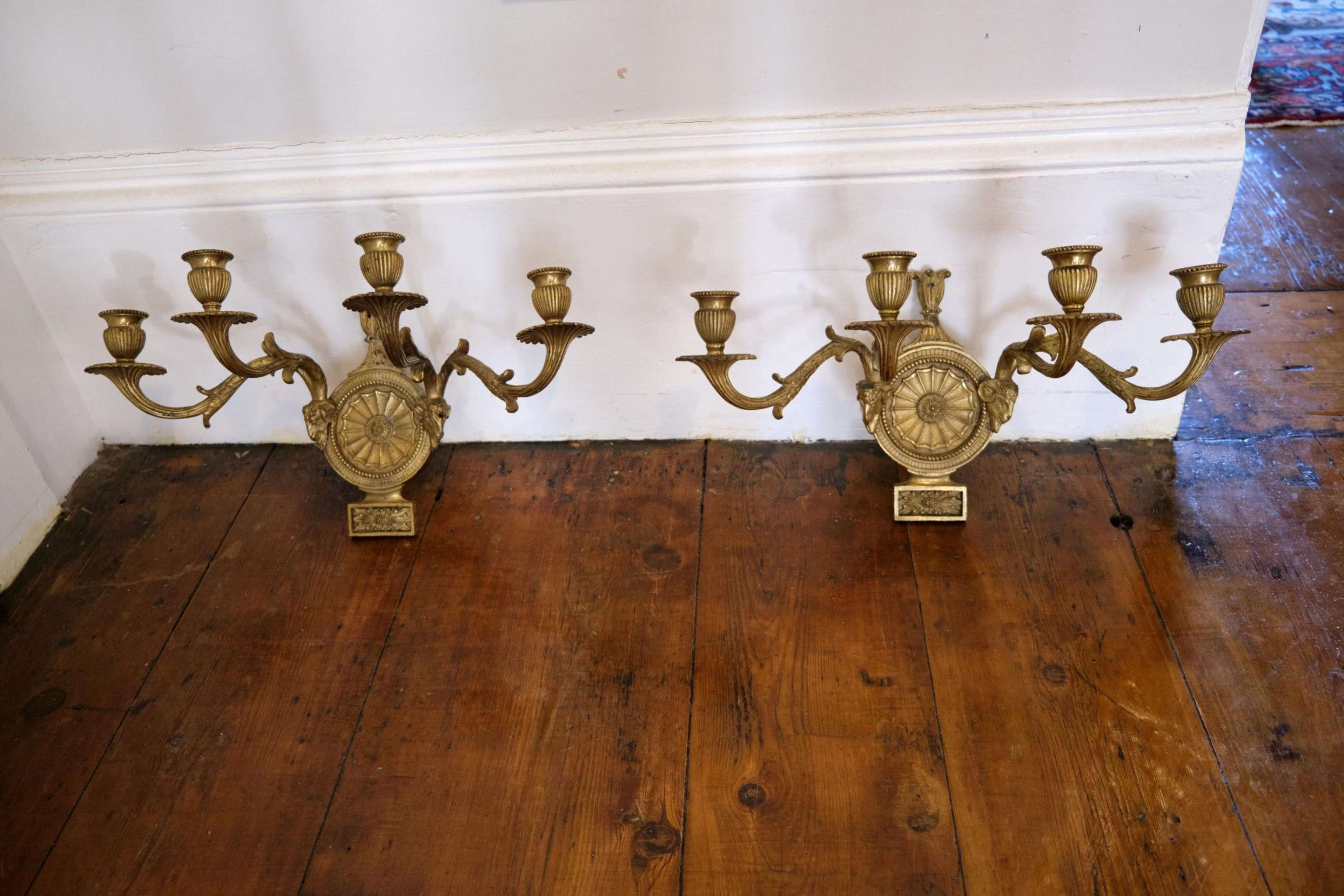 19TH CENTURY PAIR OF ORMOLU WALL LIGHTS CIRCA 1850