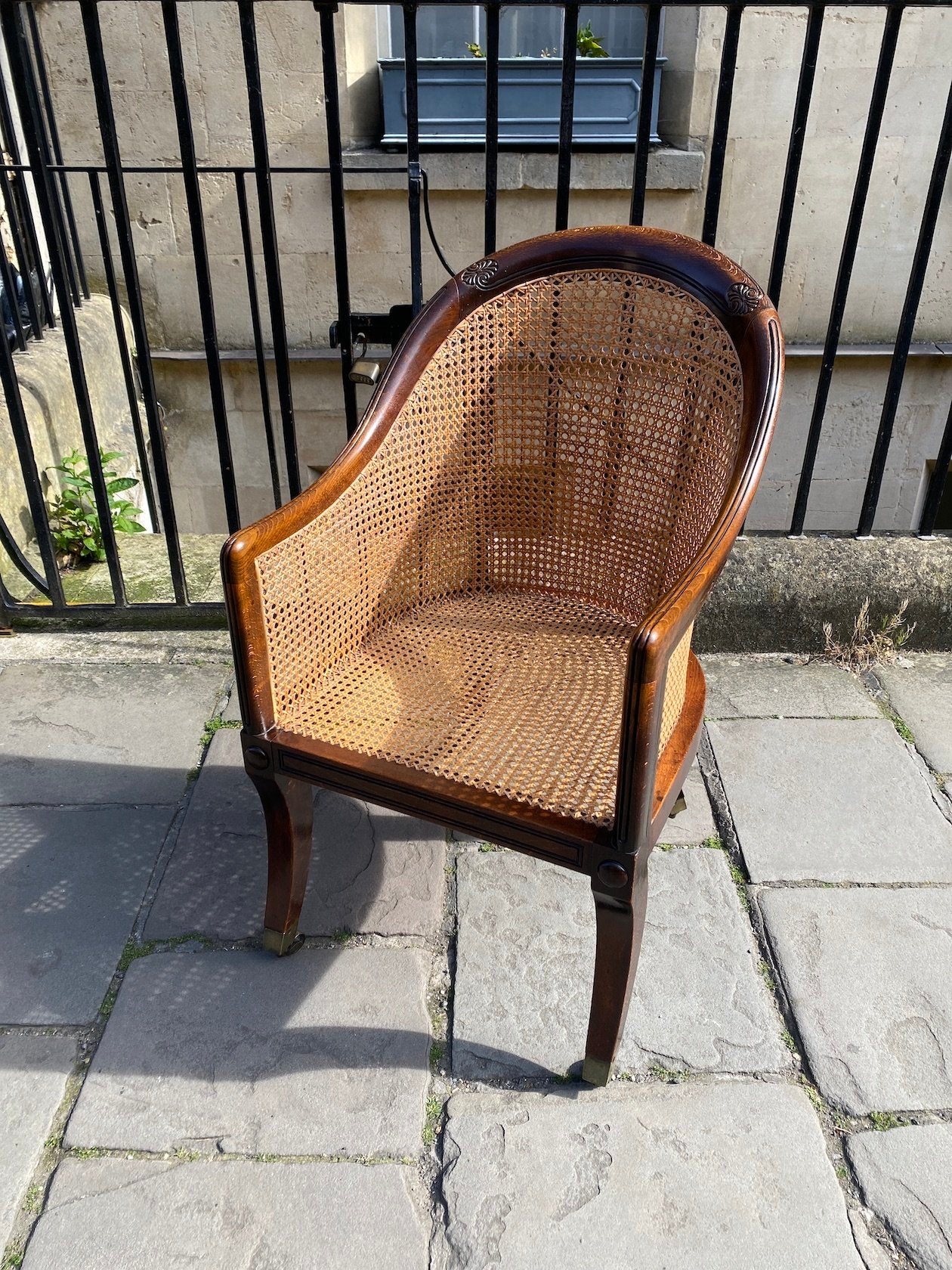 ANTIQUE REGENCY BERGERE CHAIR MADE FROM BEECHWOOD CIRCA 1820