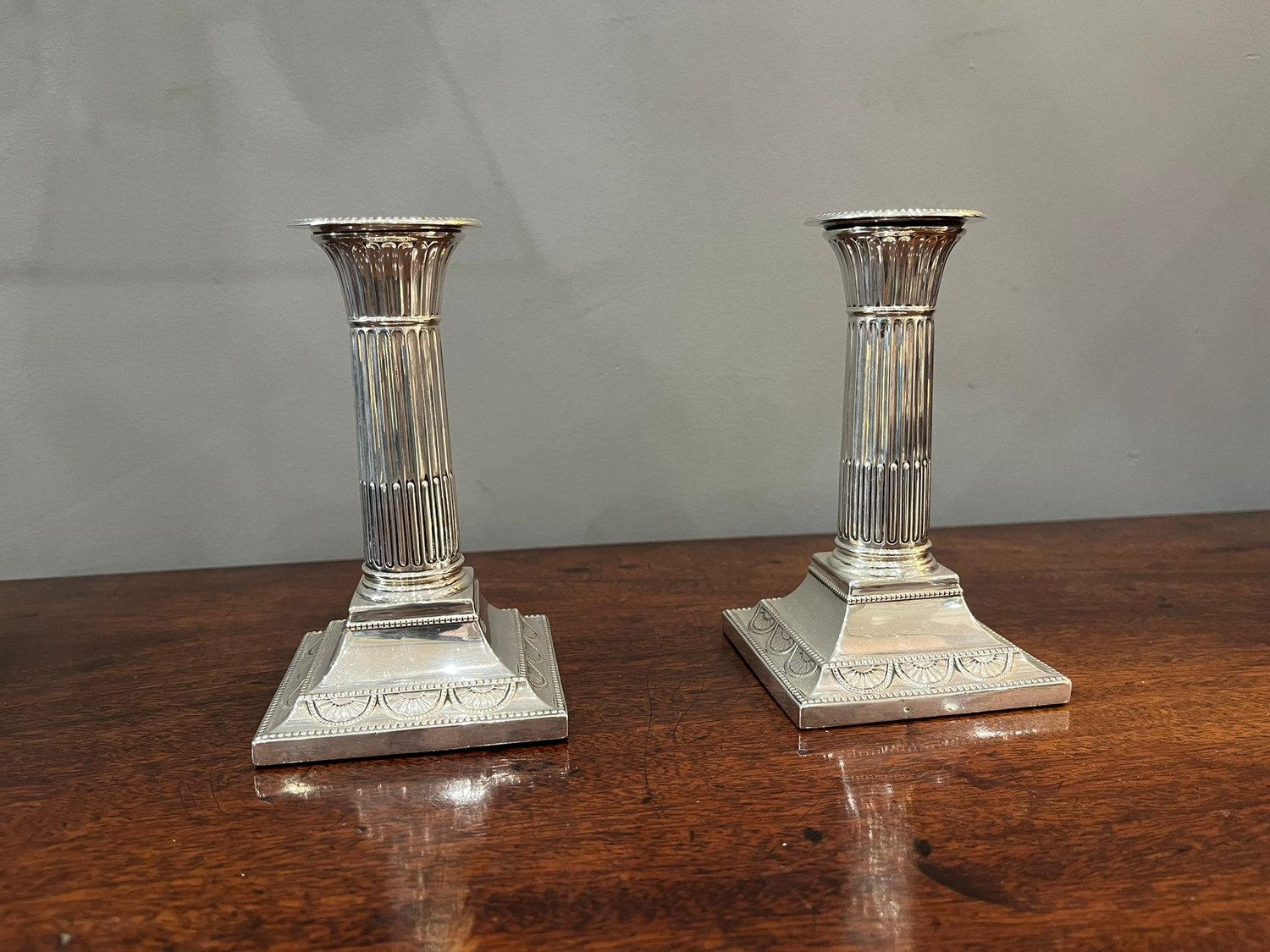 Pair of Victorian Dwarf Silver Candlesticks