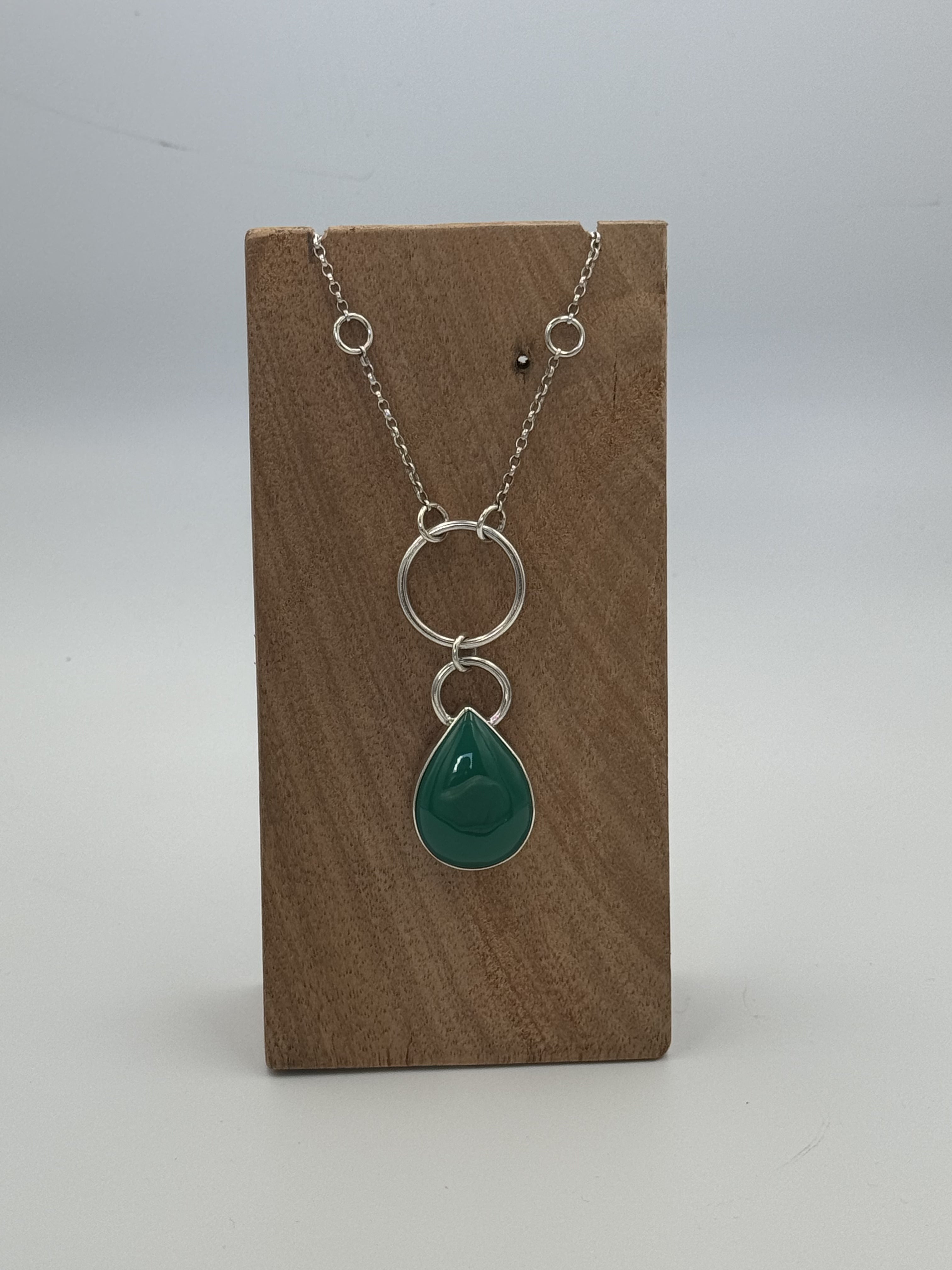 Recycled Sterling Turquiose Teardrop Design Gemstone Necklace