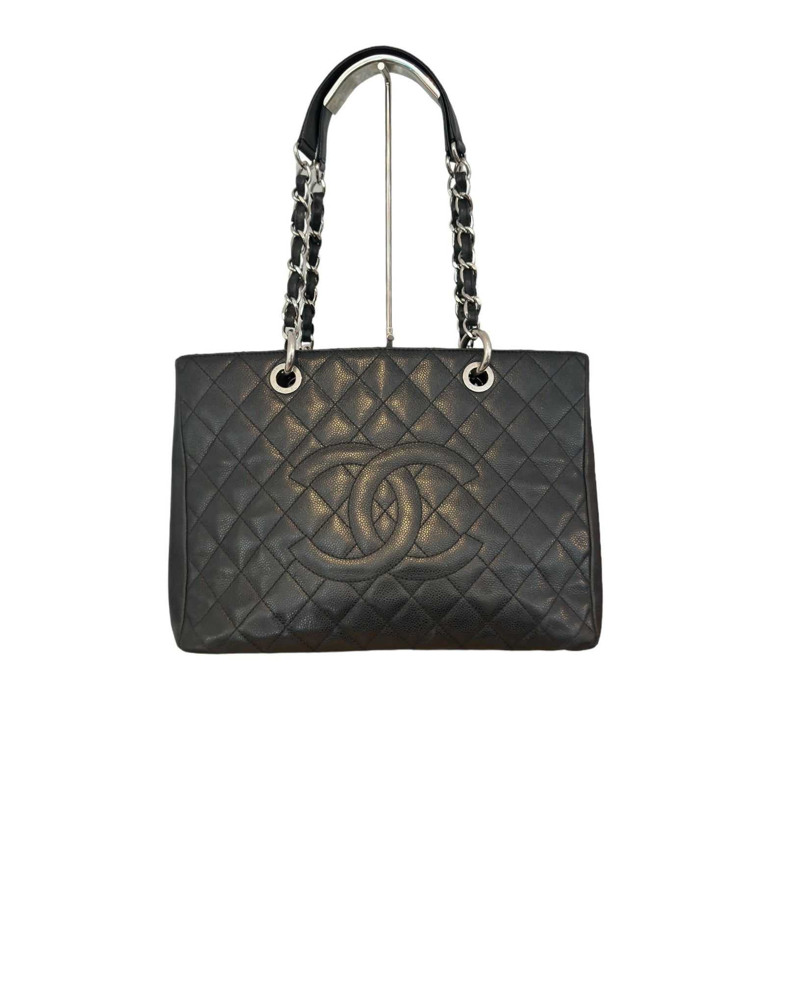 CHANEL Black Caviar Leather Grand Shopping Tote Bag Preloved 2013-14