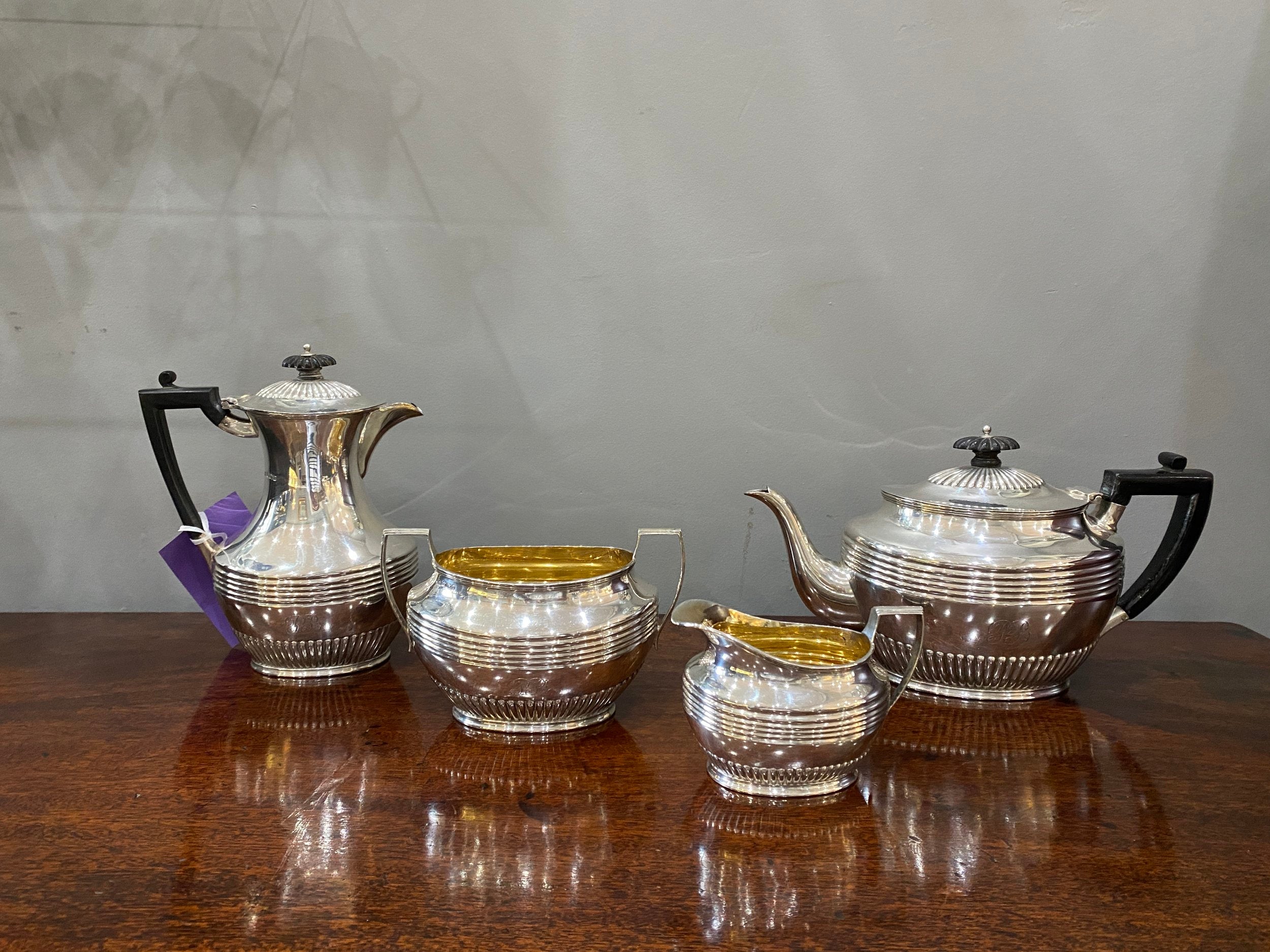 Four piece gilt silver tea service. Sheffield 1899 (BN346)