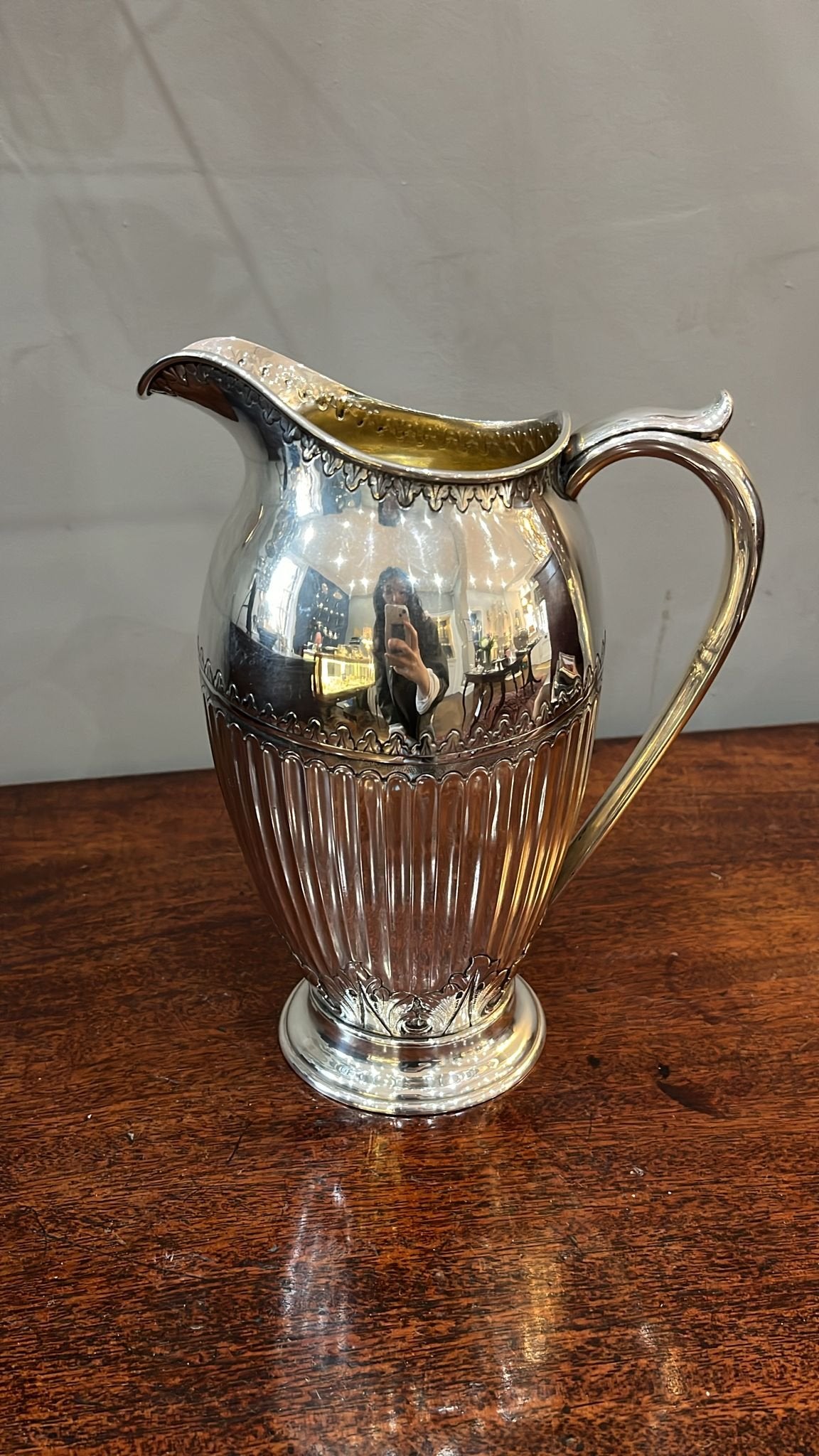 Antique silver gilt water jug by John Arkwinkle and James Slater. London 1882 (BN549)