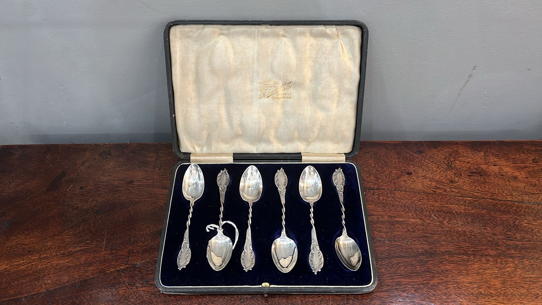 Boxed set of 6 silver teaspoons Birmingham 1908 (CP5392)