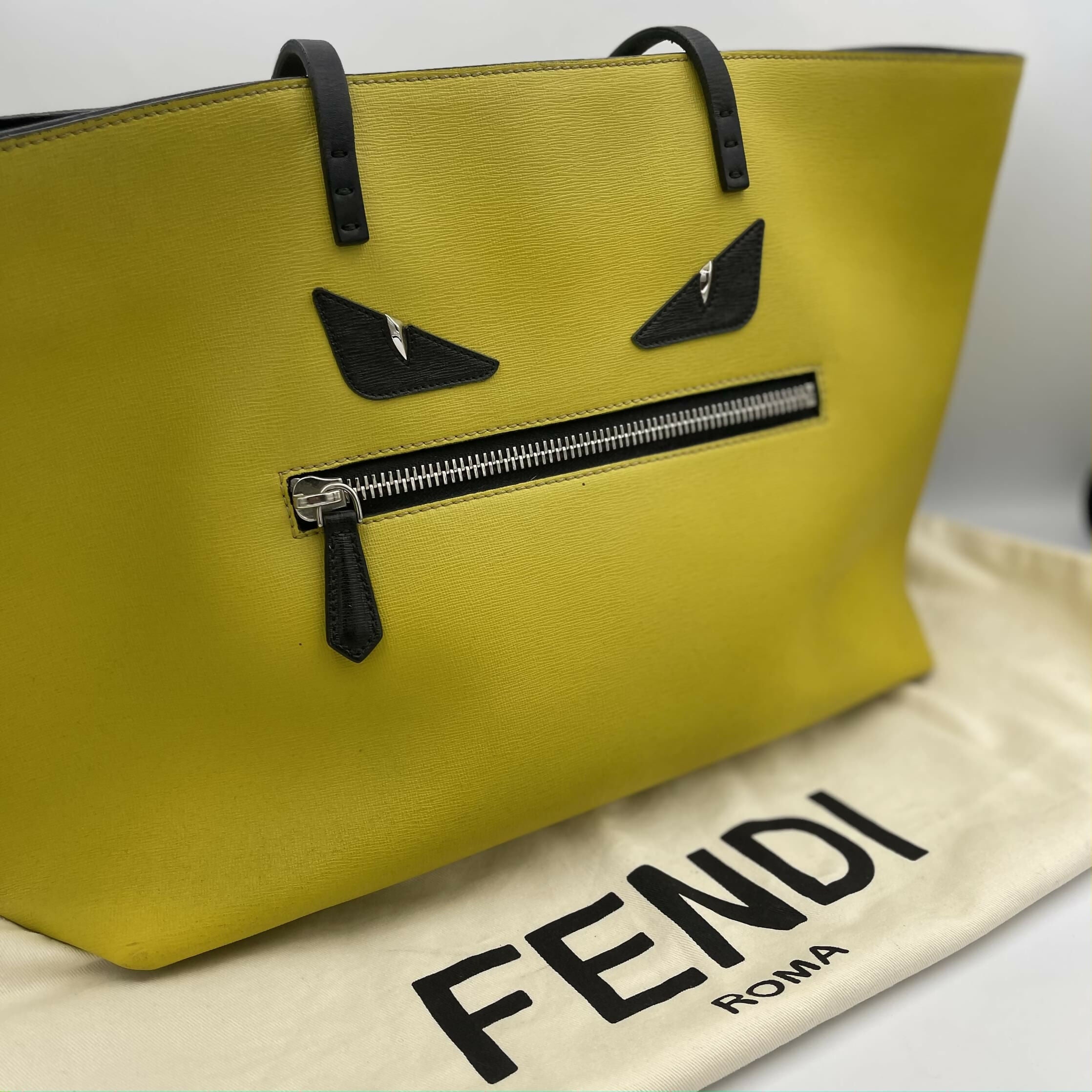 fendi monster yellow tote bag