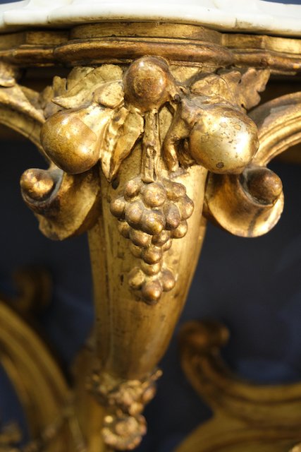 Gilt Console Table with Marble Top