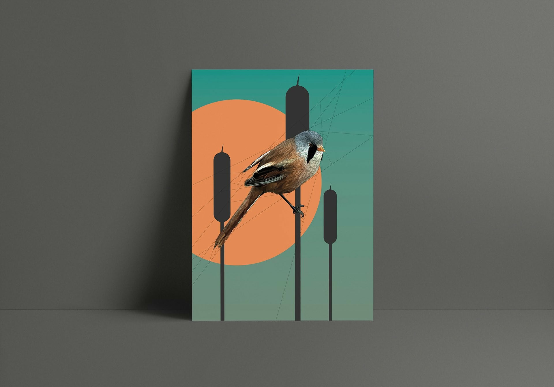 The Bearded Tit - hanging out in the reeds - Giclee Print