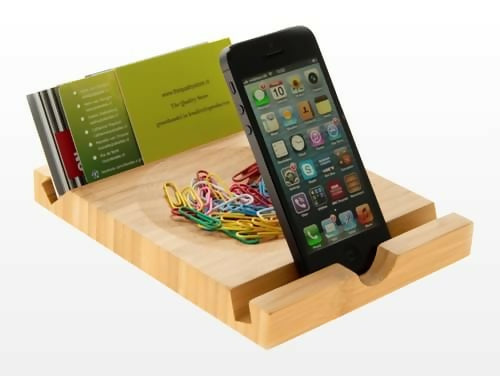 Sustainable Bamboo Solid iPad/Phone Stand and Desk Tidy